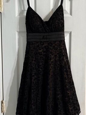 1. State Black Velvet Leopard-Texture Midi Dress